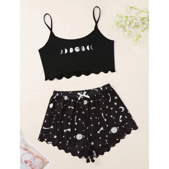 NWOT Galaxy Print Lettuce Trim PJ Set / Short Set Size XL - Picture 5 of 5